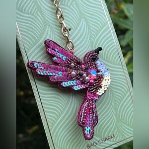 Pink Sequins Hummingbird Bag Charm